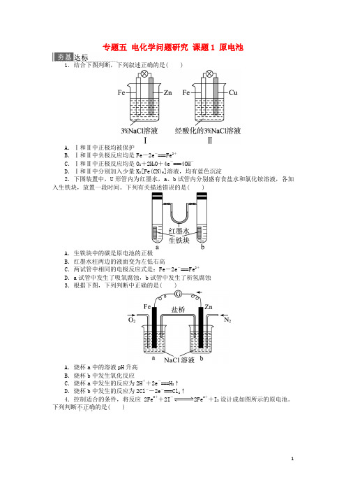 高中化学 专题五 电化学问题研究 课题1 原电池作业 苏教版选修6