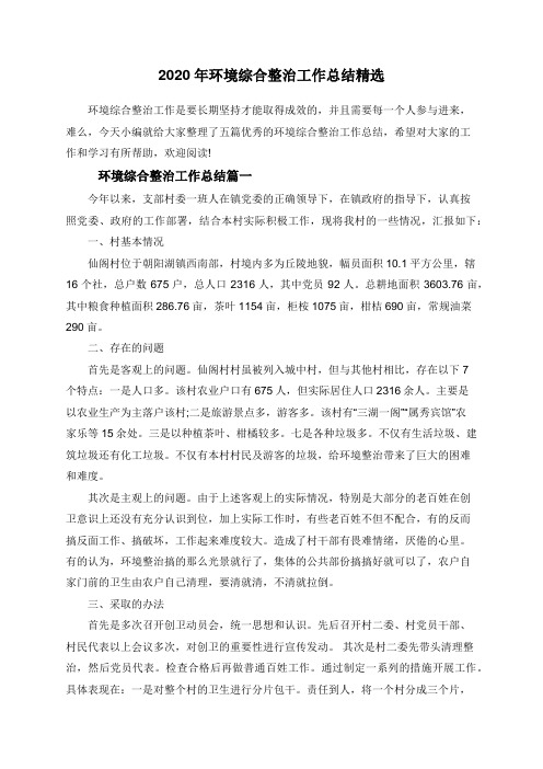 2020年环境综合整治工作总结精选