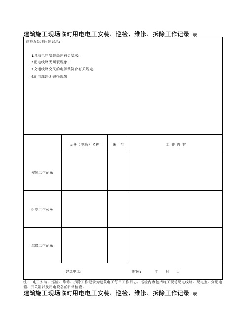 电工巡查记录表