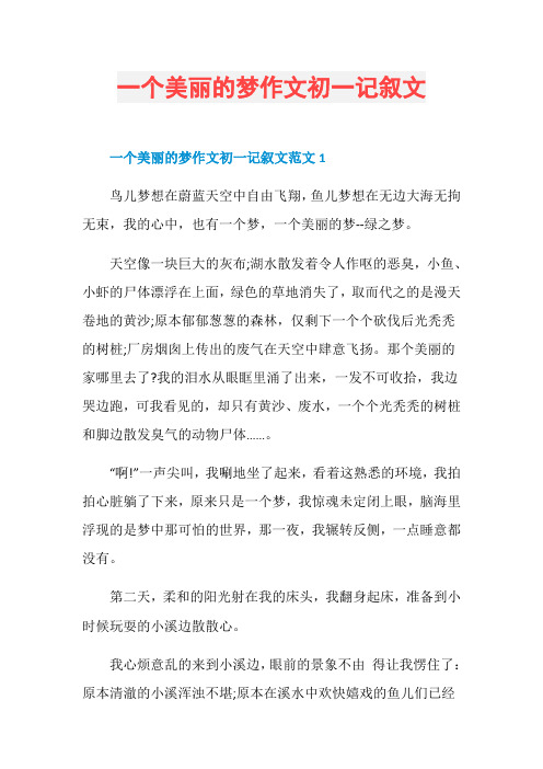 一个美丽的梦作文初一记叙文