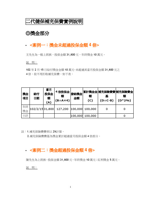 二代健保补充保费实例说明