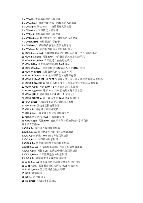 8051单片机指令大全