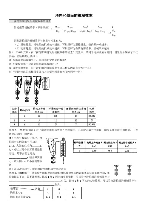 滑轮和斜面的机械效率专题+经典习题