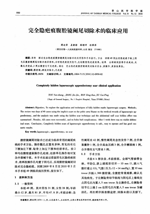 完全隐疤痕腹腔镜阑尾切除术的临床应用