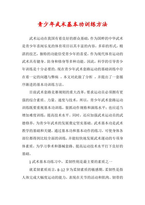 青少年武术基本功训练方法