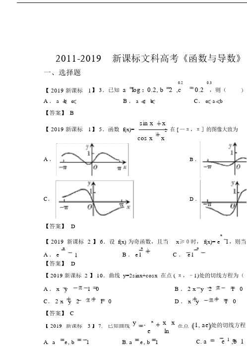 高中高考数学函数与导数分类汇编文.docx