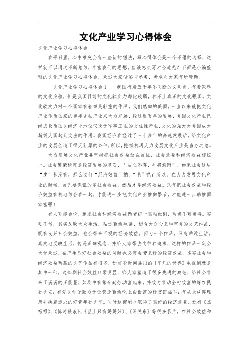 文化产业学习心得体会