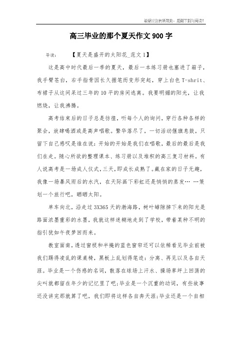 高三毕业的那个夏天作文900字