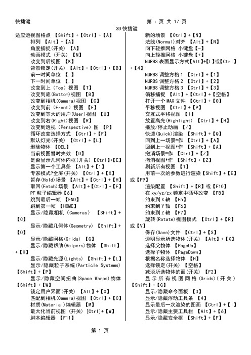3D、PS、CAD快捷键