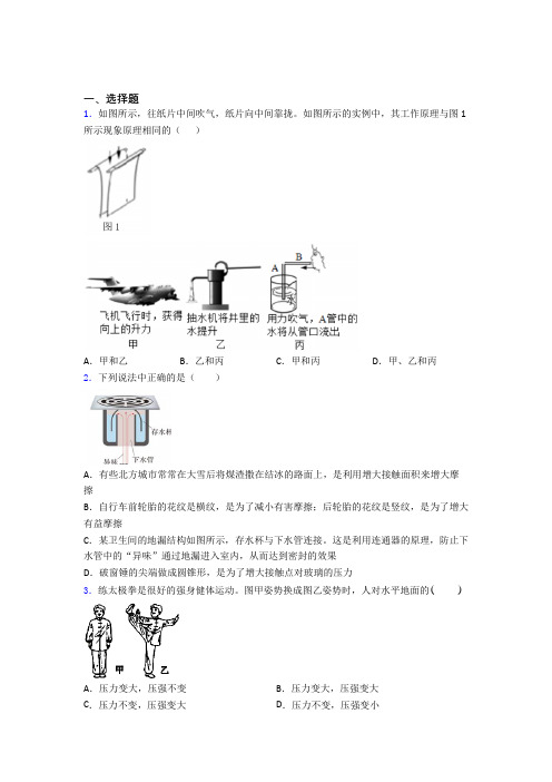 宁波市初中物理八年级下册期中测试(有答案解析)