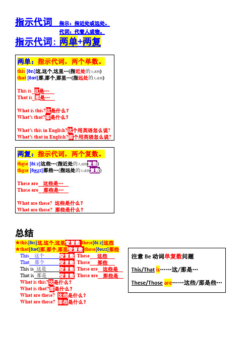 this that these those 指示代词 详细讲解