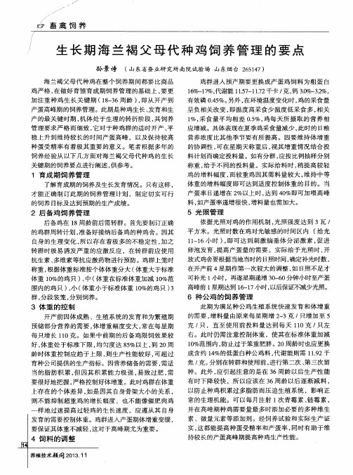 生长期海兰褐父母代种鸡饲养管理的要点