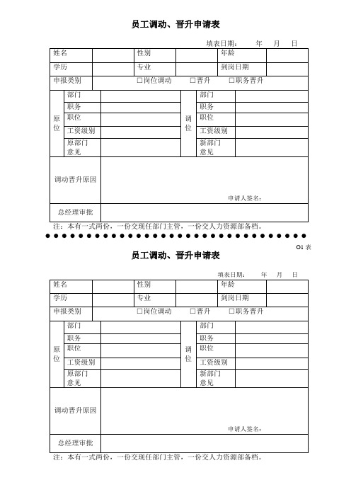 员工调动、晋升申请表