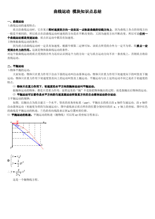 曲线运动 模块知识点总结