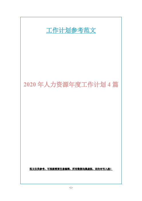 2020年人力资源年度工作计划4篇