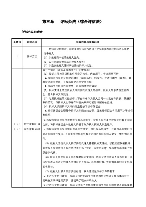 第三章评标办法(综合评估法)