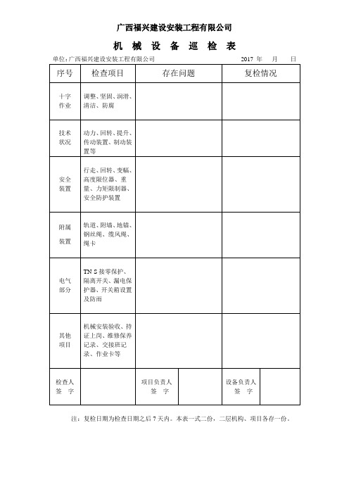 机械巡检表
