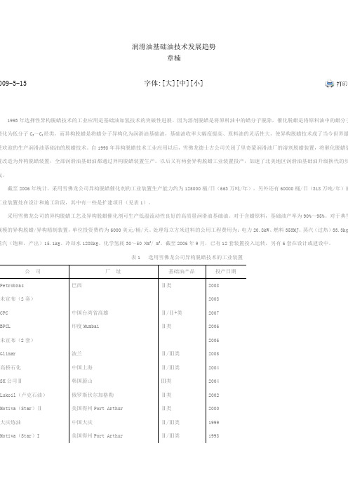 润滑油基础油技术发展趋势