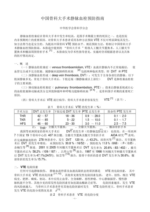《中国骨科大手术静脉血栓预防指南》