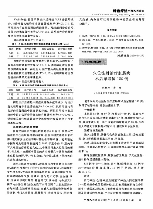 穴位注射治疗肛肠病术后尿潴留180例