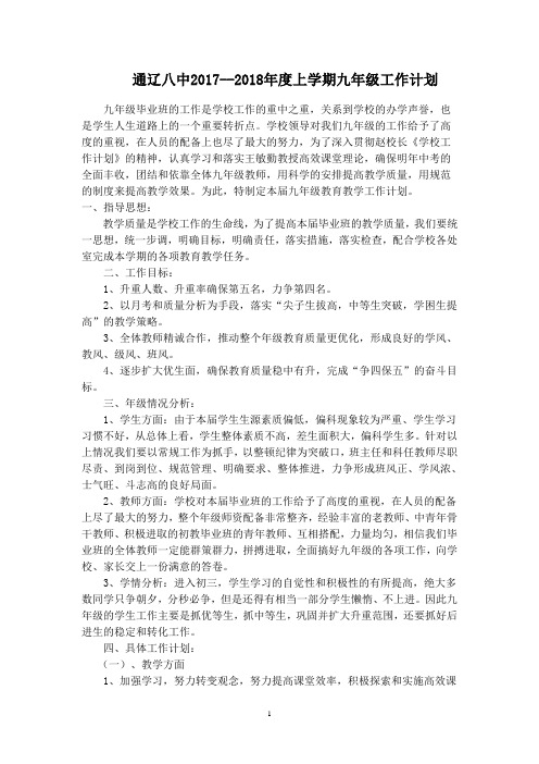 2017年下学期九年级工作计划 (1)
