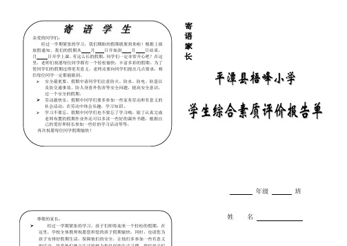 (完整word版)小学生综合素质评价报告单