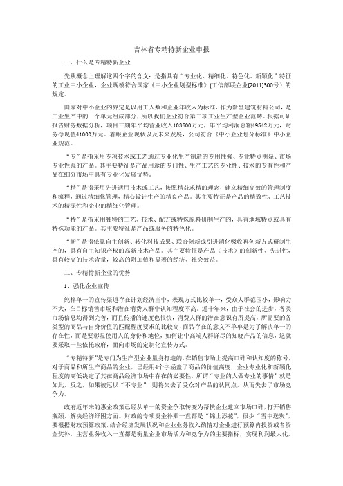 吉林省专精特新企业申报