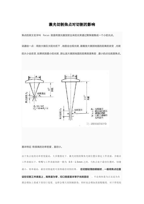 激光切割焦点对切割的影响