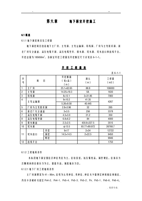 地下洞室开挖施工设计方案