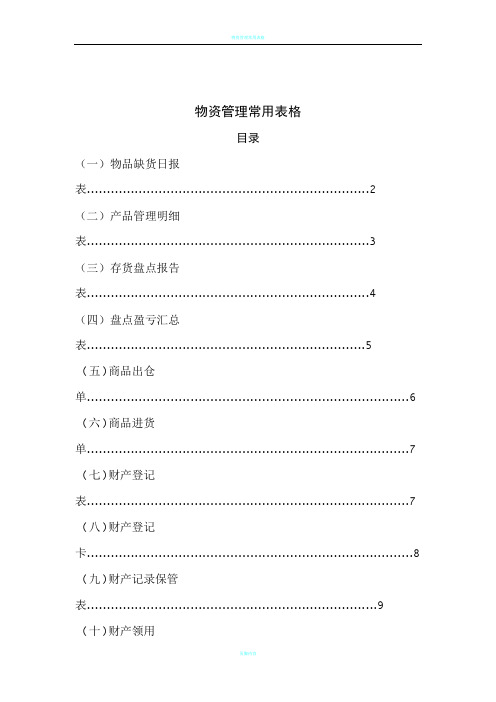 物资管理常用表格63084