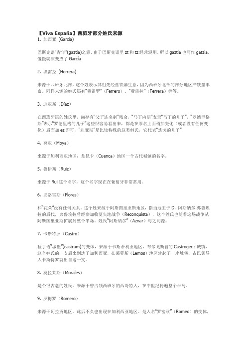 部分西语姓氏来源