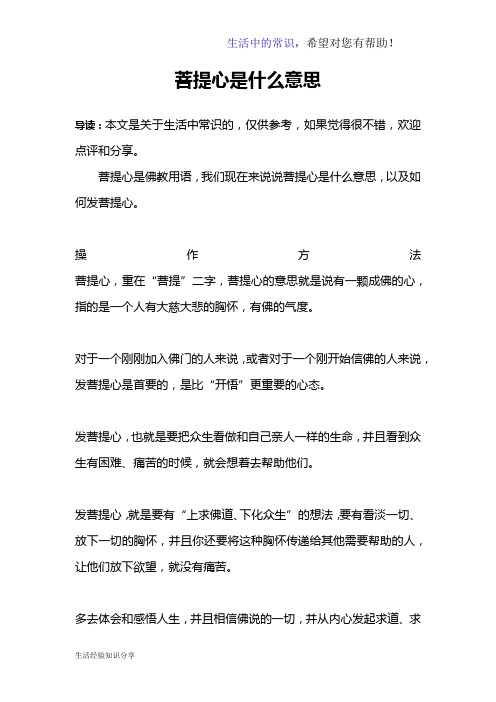菩提心是什么意思