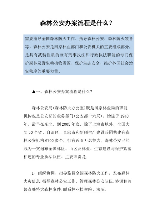 森林公安办案流程是什么？