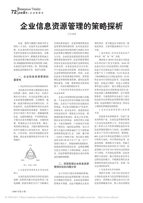 企业信息资源管理的策略探析