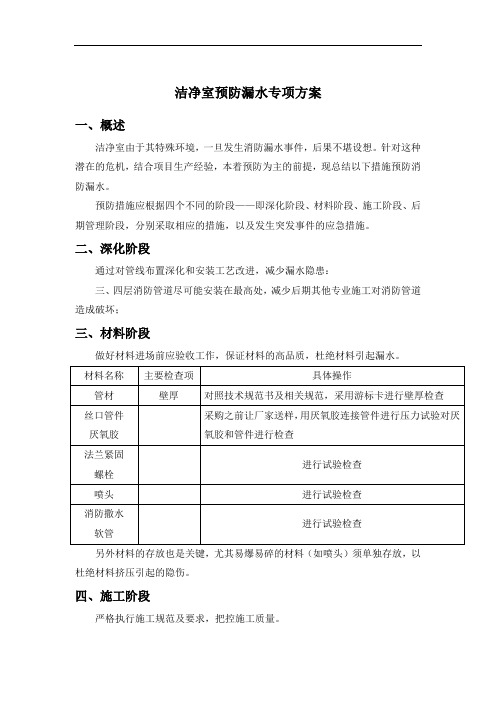 洁净室预防漏水专项方案
