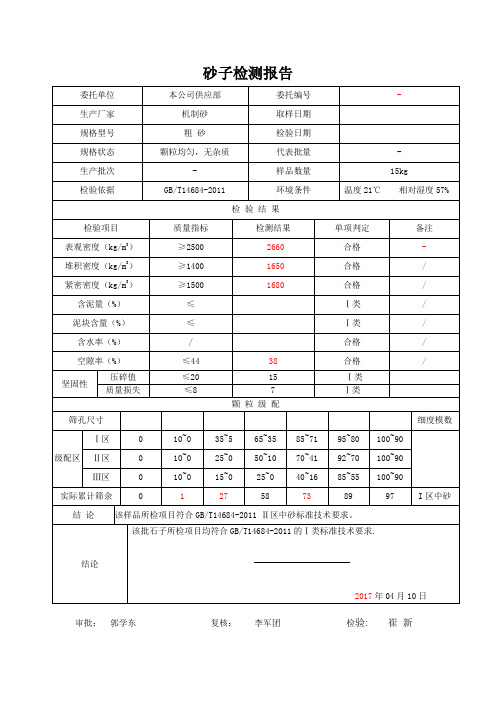 砂子检测报告