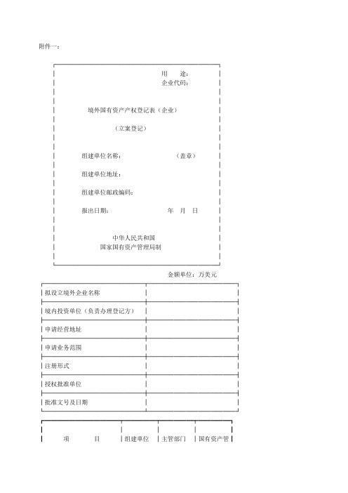 境外国有资产产权登记表