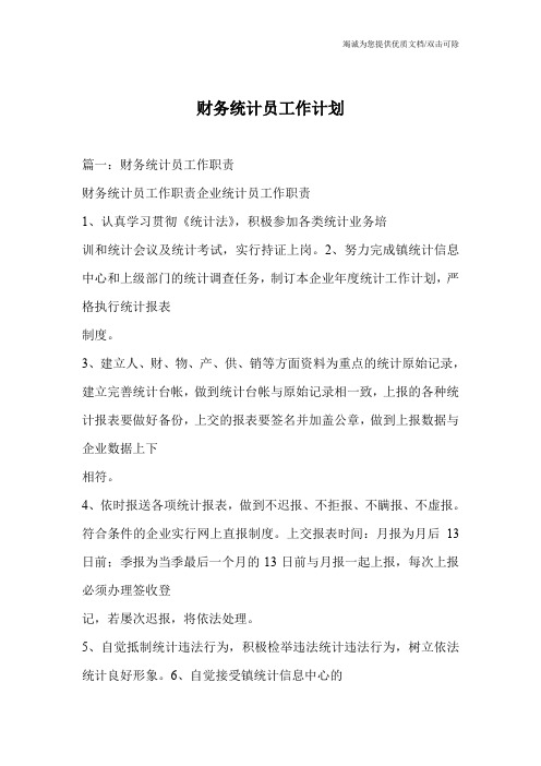 财务统计员工作计划