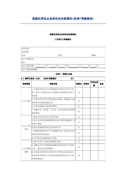 危化品安全标准化建设考评(自评)报告