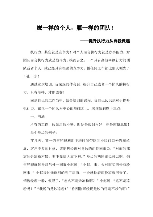 鹰一样的个人,雁一样的团队!