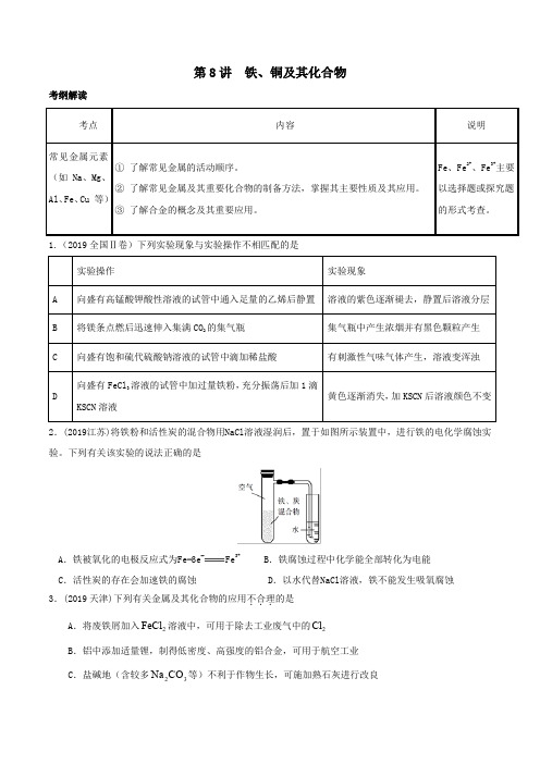 2020届高考化学专题复习铁和铜及其化合物(学生版)