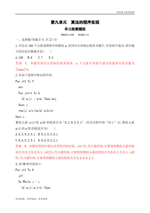 2020年高考浙江版高考信息技术   单元检测题组