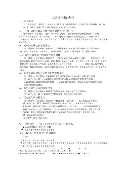 元素周期表的规律总结