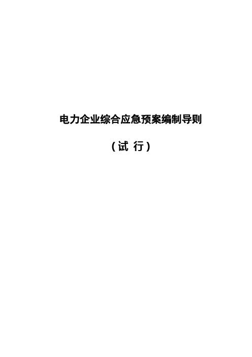 《电力企业综合应急预案编制导则》(试行)