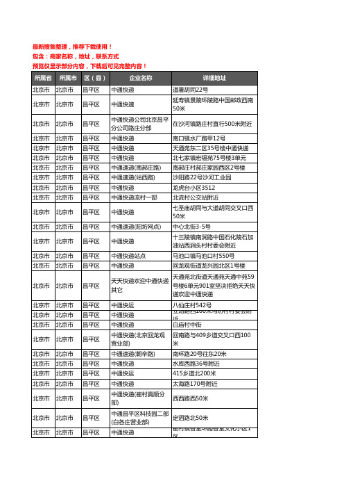 新版北京市北京市昌平区中通快递企业公司商家户名录单联系方式地址大全39家
