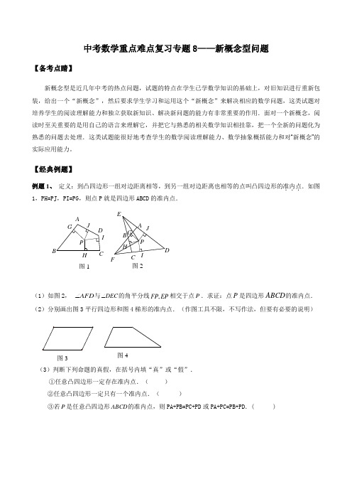 中考数学重点难点复习专题8 ——新概念型问题