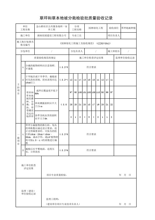 草坪及草本地被分栽