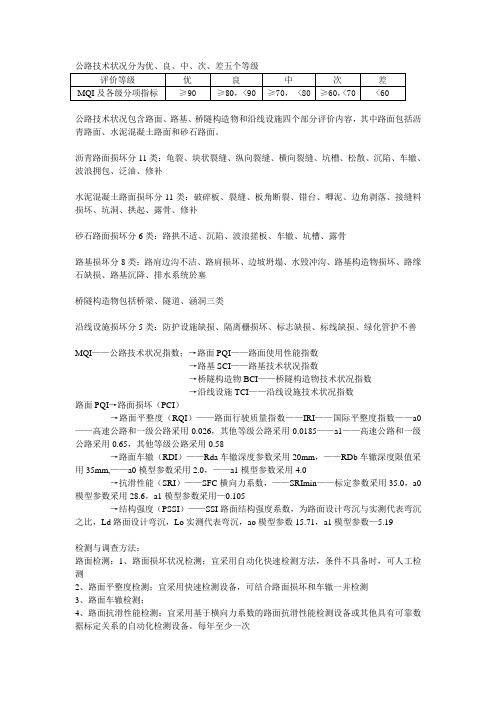 公路技术状况分为优