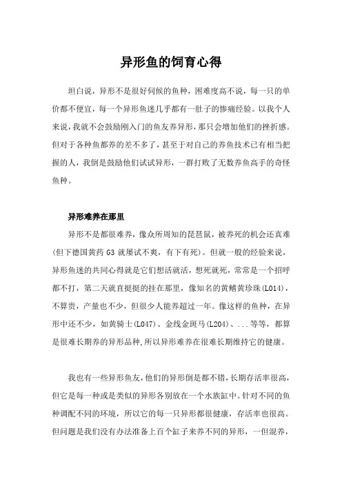 异形鱼的饲育心得