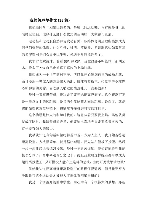 我的篮球梦作文(15篇)精选